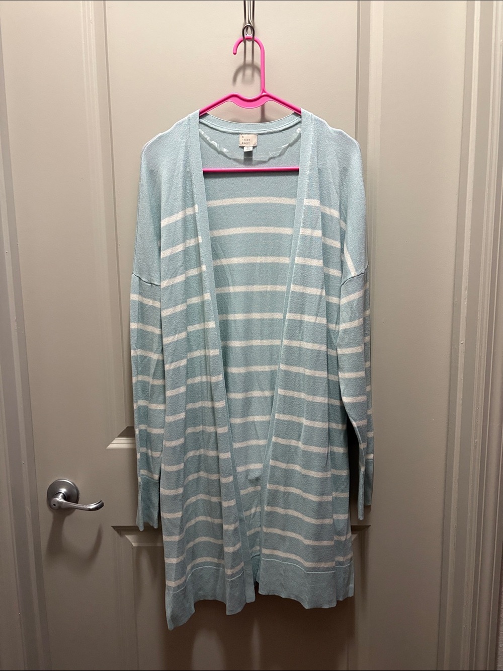 a new day Light Blue & White Striped Cardigan